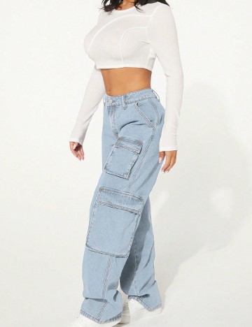 
						Blugi SHEIN, albastru