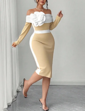 Rochie medie SHEIN CURVE, crem/alb Crem