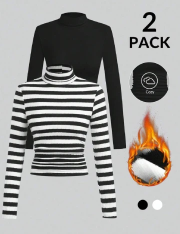 Set bluze 2 bucati SHEIN, alb/negru Negru