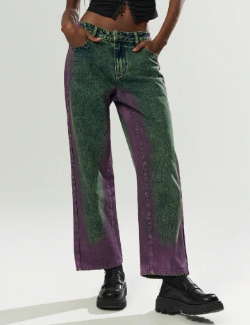 Blugi SHEIN, verde/mov Verde