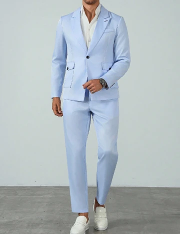 Costum SHEIN, bleu Albastru