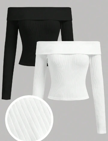 Set bluze 2 bucati Shein Kids, alb/negru Alb