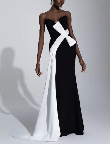 Rochie lunga SHEIN, negru/alb Negru