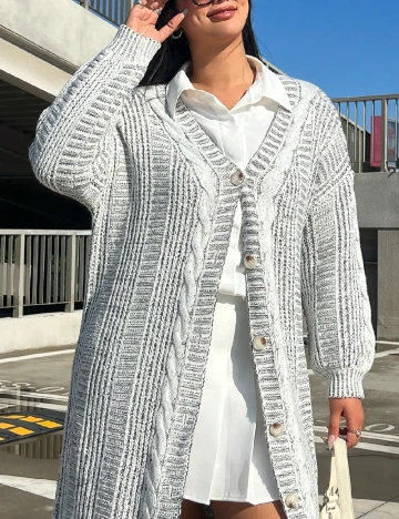 Cardigan SHEIN CURVE, gri deschis Gri
