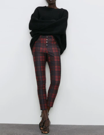 Pantaloni Zara, negru/rosu Rosu