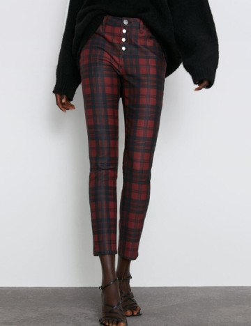 Pantaloni Zara, negru/rosu