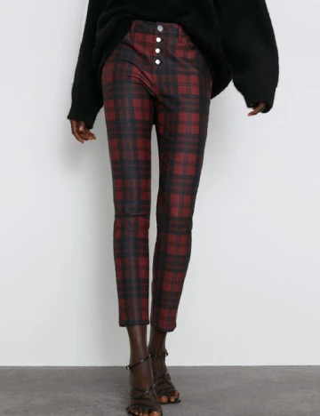 Pantaloni Zara, negru/rosu Rosu