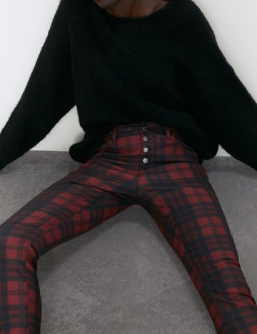 Pantaloni Zara, negru/rosu