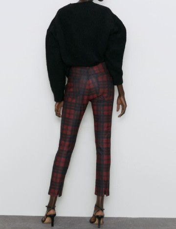 Pantaloni Zara, negru/rosu