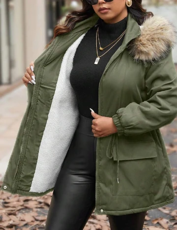 Geaca SHEIN CURVE, verde Verde