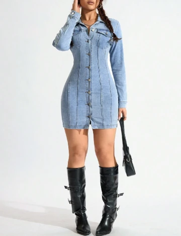 Rochie scurta SHEIN, albastru Albastru