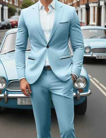 Costum SHEIN, bleu Albastru