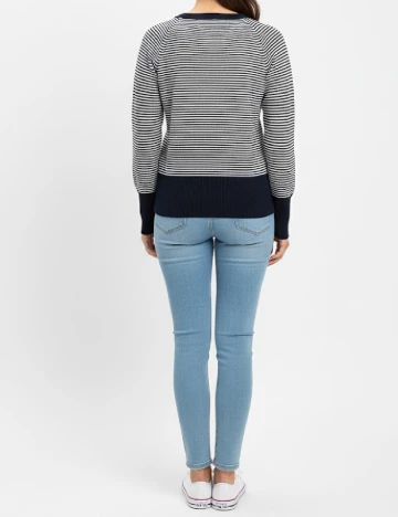 Bluza Zara, alb/bleumarin Albastru