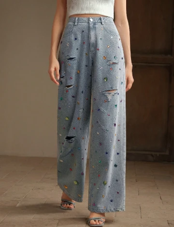 Blugi Anewsta, albastru Albastru