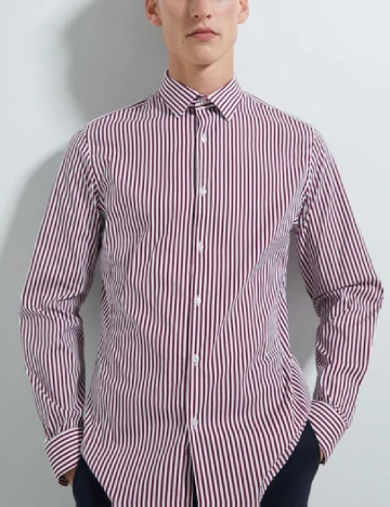 Camasa Zara, alb/visiniu Rosu