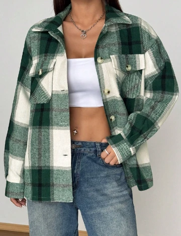 Jacheta SHEIN, verde/ecru Verde