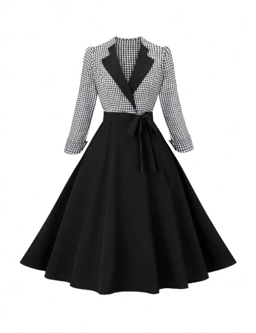 Rochie medie SHEIN CURVE, negru/alb Negru