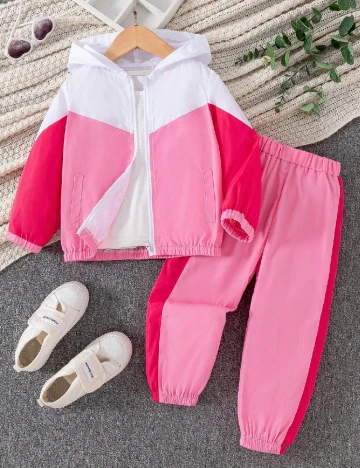 Compleu Shein Kids, roz/alb Roz