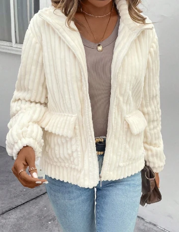 Jacheta SHEIN, ecru Alb