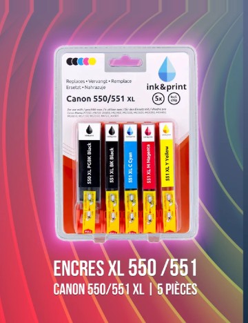 Set cerneala Canon 550/551 XL ink & print, mix culori