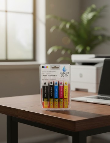 Set cerneala Canon 550/551 XL ink & print, mix culori