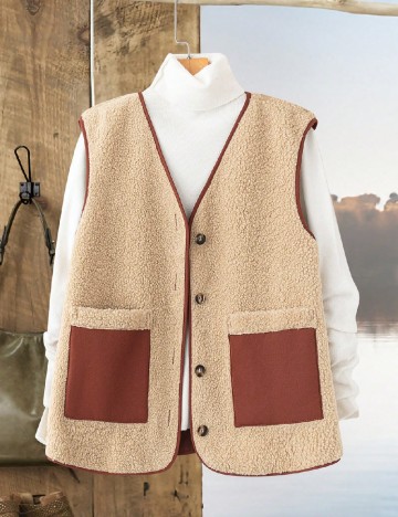 
						Vesta SHEIN, crem/maro