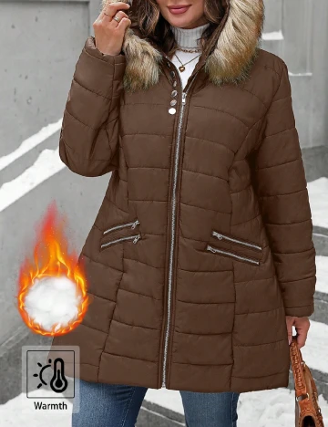 Geaca SHEIN CURVE, maro Maro