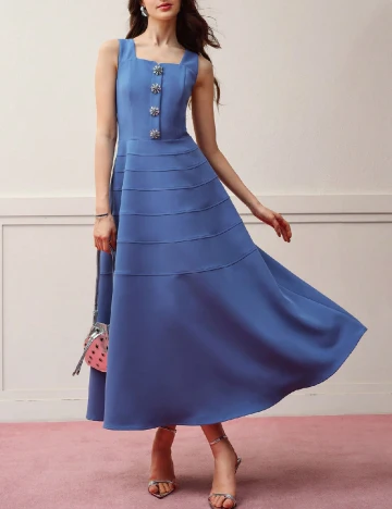 Rochie lunga MOTF, albastru Albastru