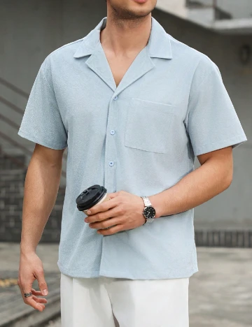 Camasa SHEIN, albastru deschis Albastru