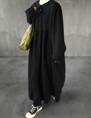 Rochie lunga Friful, negru Negru