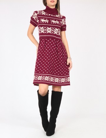 
						Rochie scurta Zara, visiniu/ecru