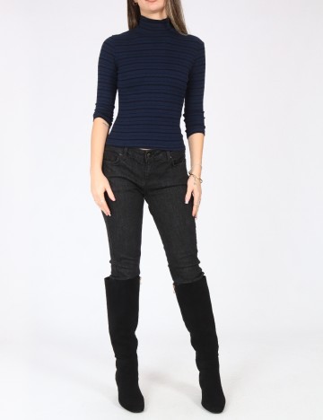 Bluza Bershka, bleumarin/negru