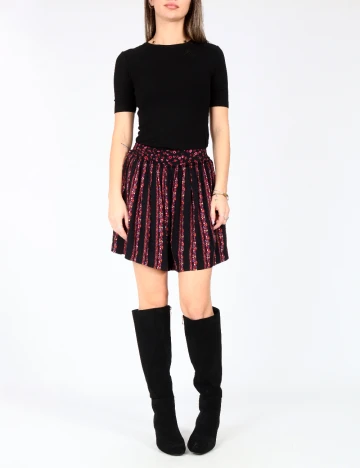 Pantaloni scurti Zara, negru/ floral print Negru