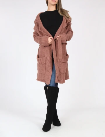 Cardigan Zara, roz pudra inchis Roz