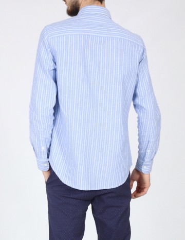 Camasa Bershka, albastru/alb