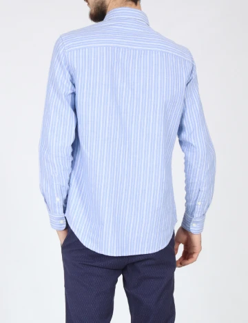 Camasa Bershka, albastru/alb Albastru