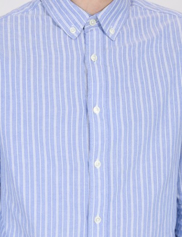 Camasa Bershka, albastru/alb