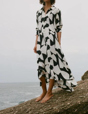 Rochie medie Zara, alb/negru Alb