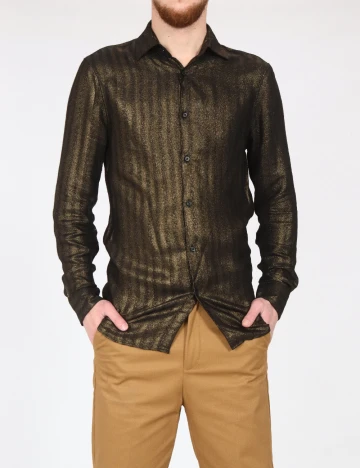 Camasa Zara, auriu/negru Negru