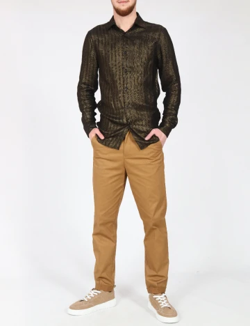 Camasa Zara, auriu/negru Negru