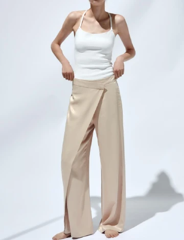 Pantaloni Zara, bej Crem