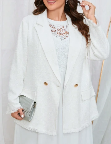 Sacou SHEIN CURVE, alb Alb