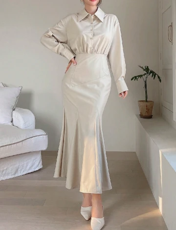 Rochie lunga Dazy, bej Crem