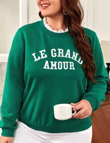 Bluza SHEIN CURVE, verde Verde