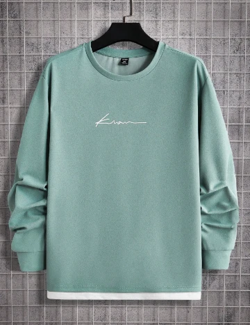 Bluza SHEIN Plus Size Men, turcoaz Verde