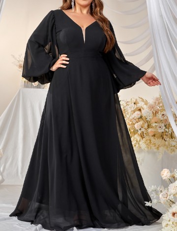 
						Rochie lunga Giffniseti Plus Size, negru