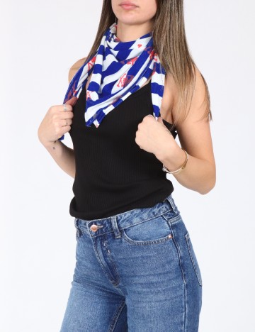 Esarfa Zara, albastru/alb