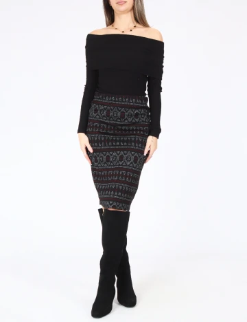 Fusta Bershka, negru Negru