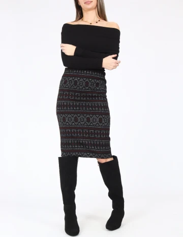 Fusta Bershka, negru Negru