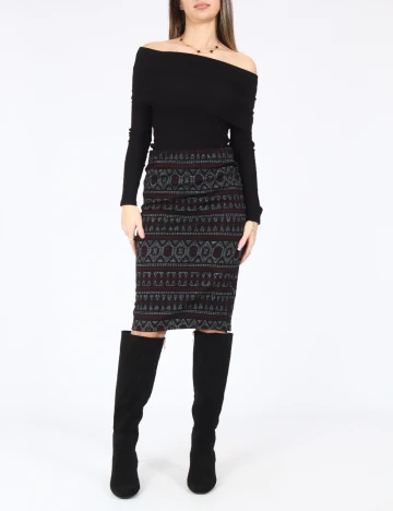 Fusta Bershka, negru Negru